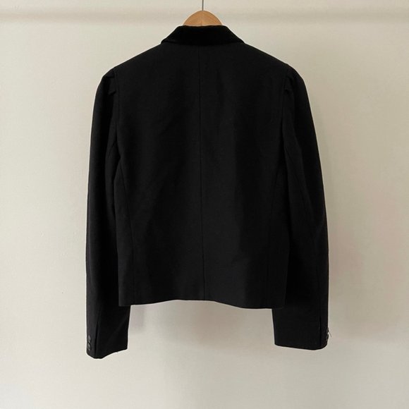 VINTAGE CROPPED WOOL TUXEDO JACKET VELVET COLLAR - Picture 3 of 4